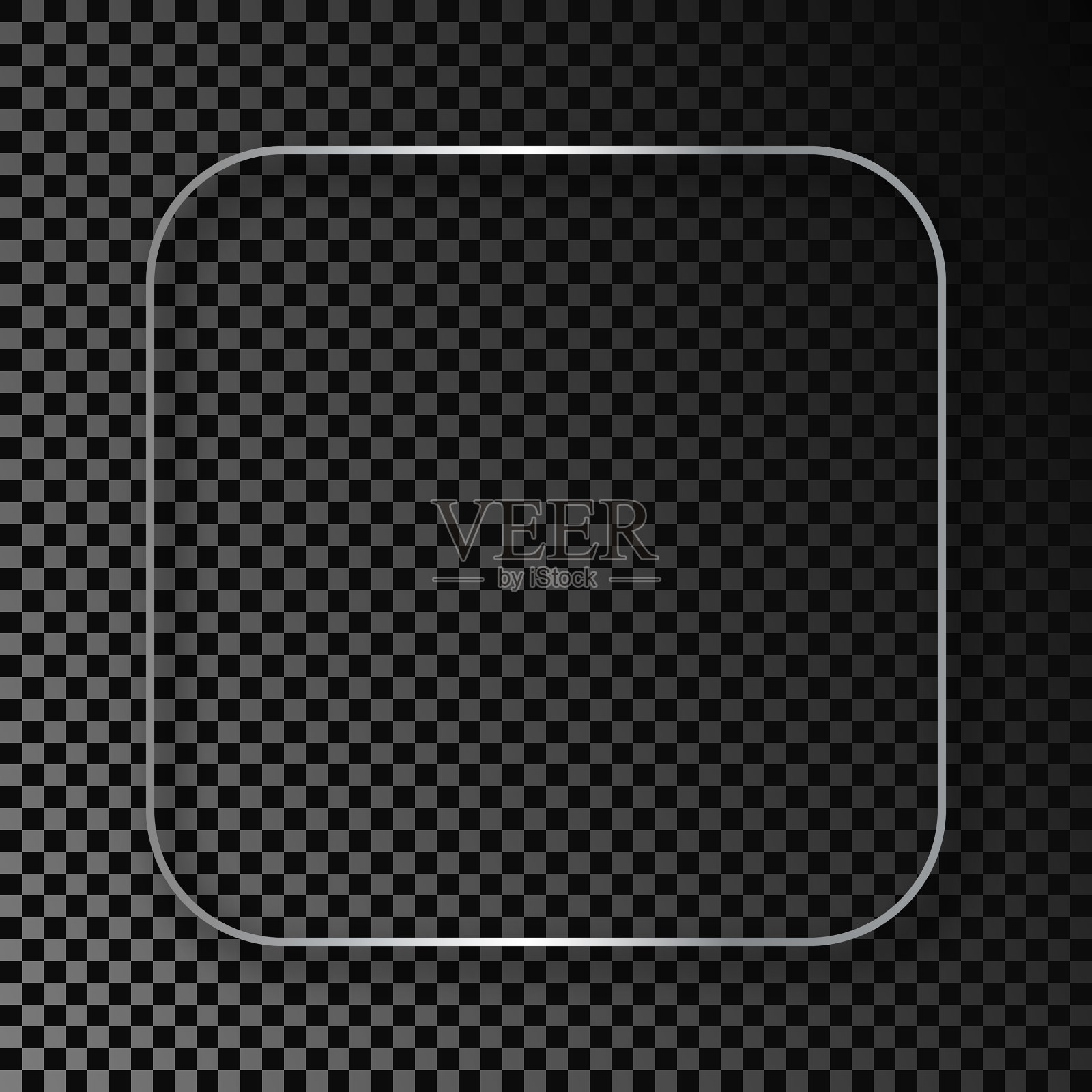 银色发光的圆形方形框架与阴影插画图片素材