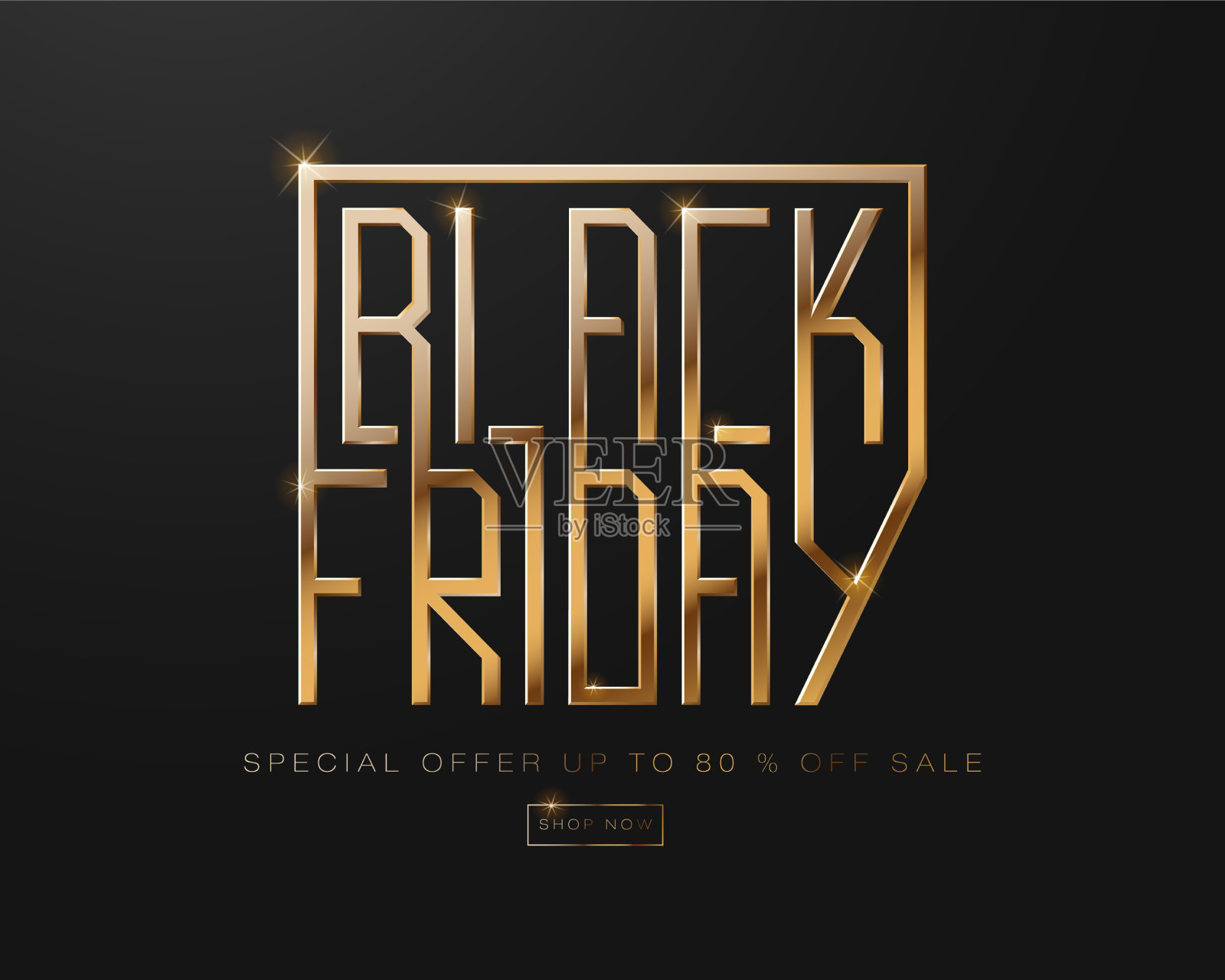 黑色星期五销售横幅海报标志金色插画图片素材