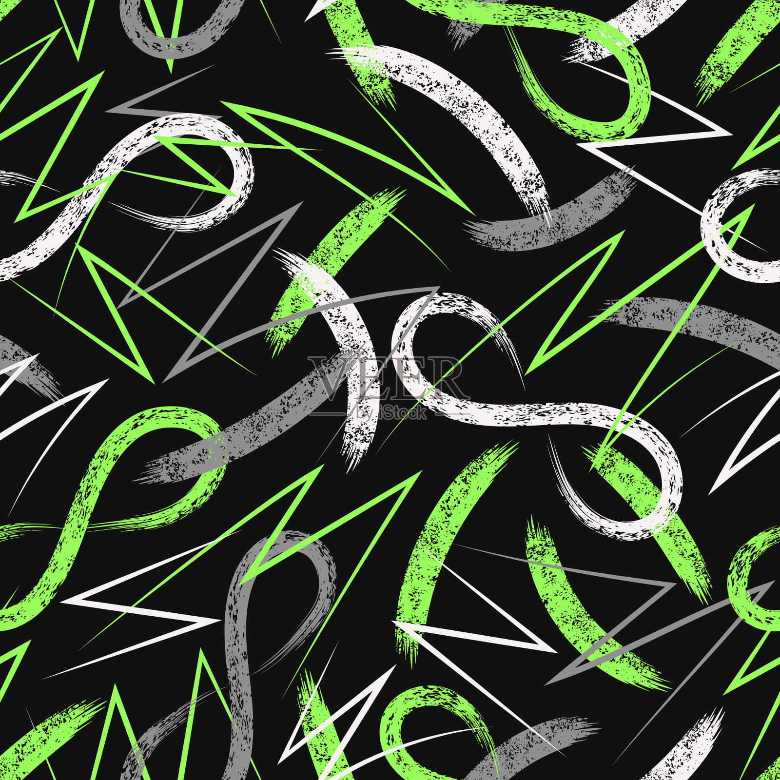 无缝模式与垃圾油漆刷的笔触插画图片素材