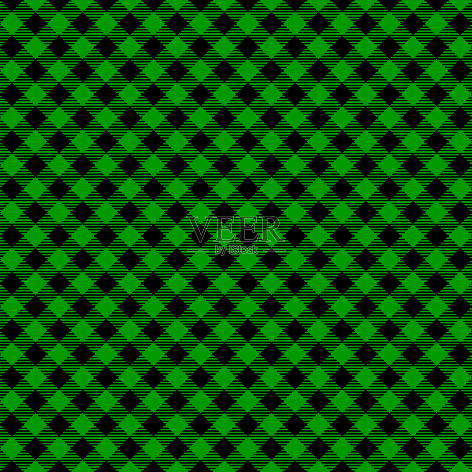 对角线绿色和黑色的水牛格子纹理插画图片素材
