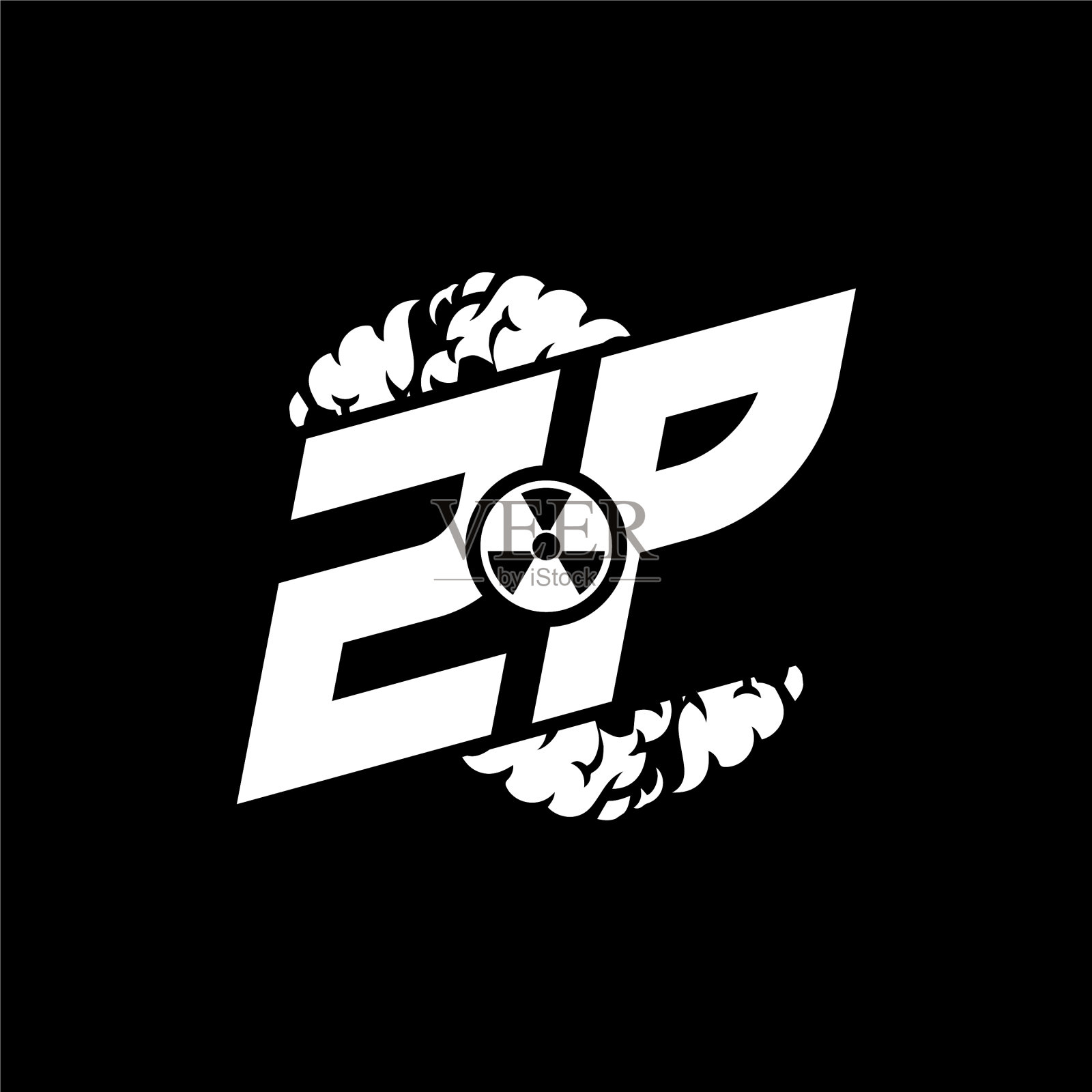 Zp字母组合形状烟雾风格插画图片素材