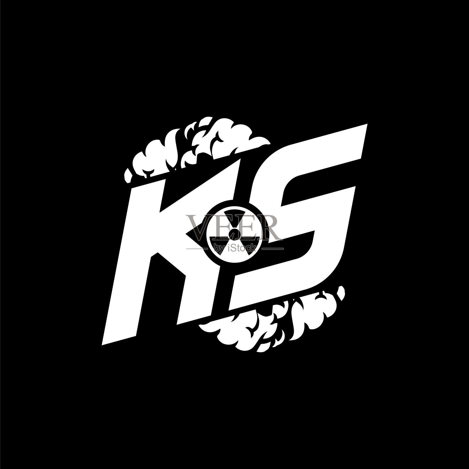 Ks字母形状烟的风格插画图片素材