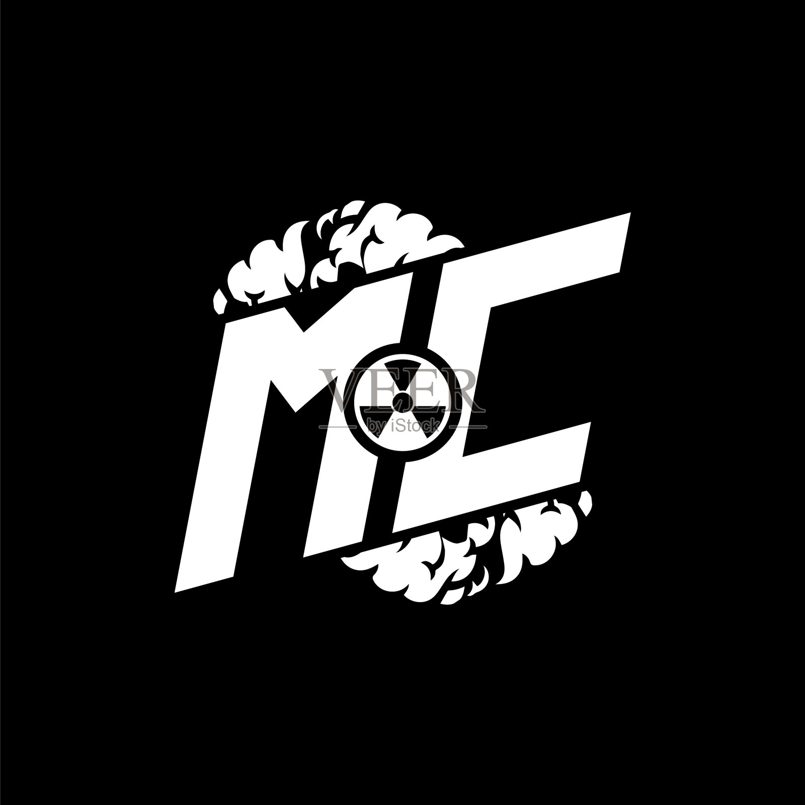 MC字母形状烟雾风格插画图片素材