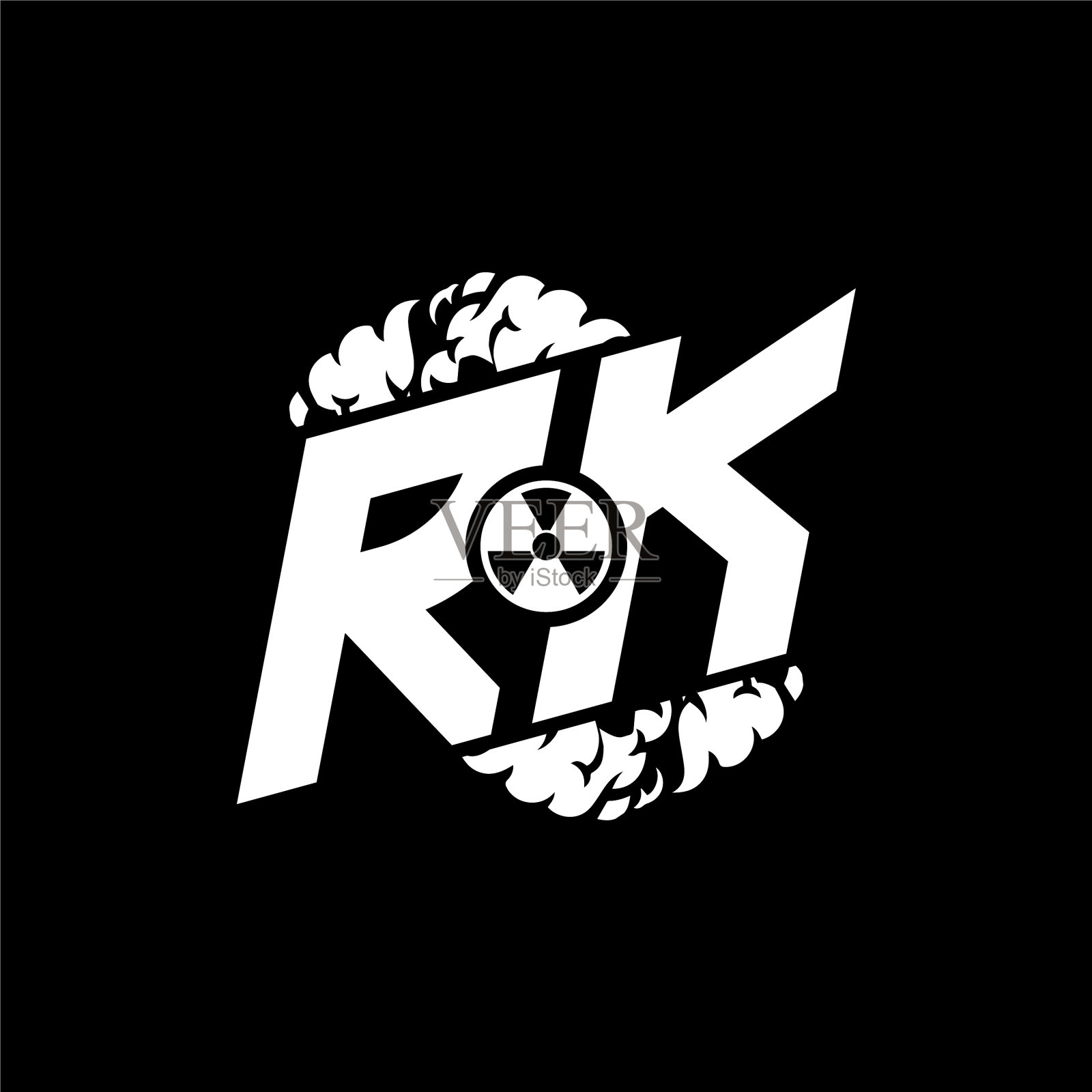 Rk字母形状烟风格插画图片素材