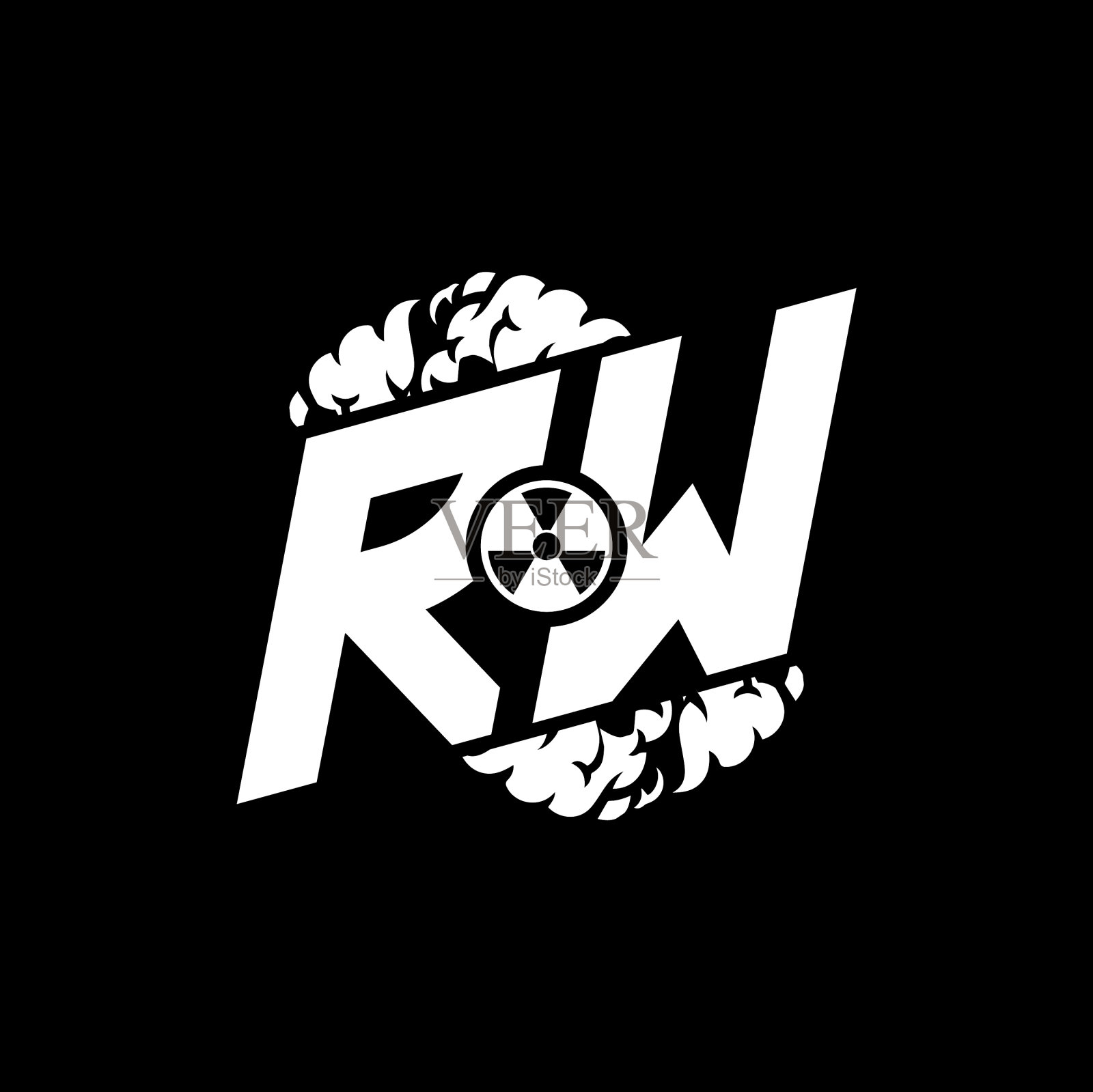 Rw字母组合形状烟风格插画图片素材