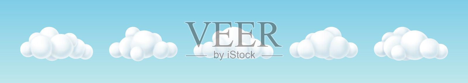 不同的白色卡通云孤立在蓝色上设计元素图片