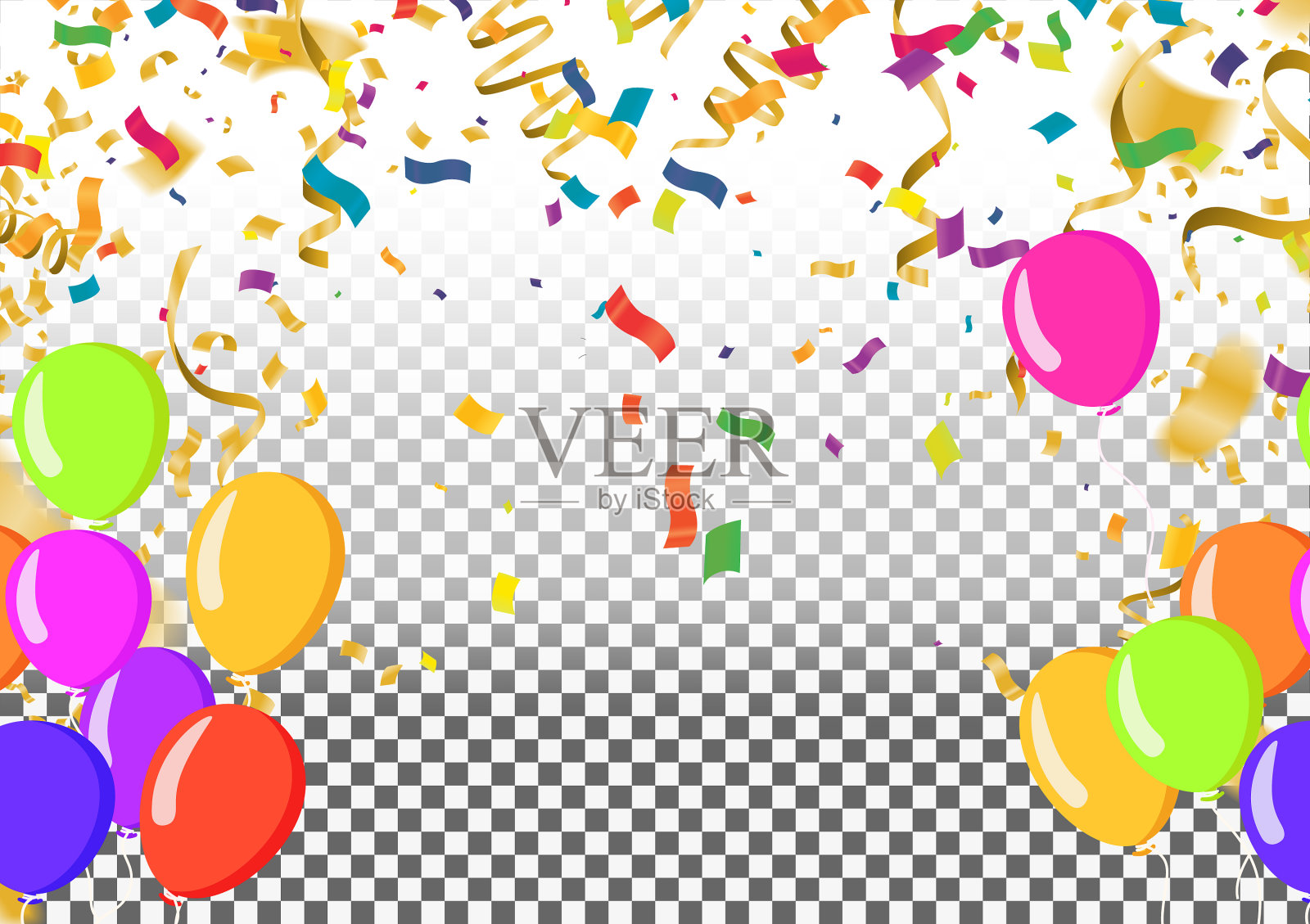 庆祝派对的旗帜与气球全彩色插画图片素材