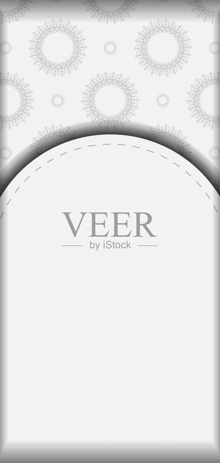 矢量邀请卡模板与您的文本和复古装饰的地方。明信片设计白色曼陀罗装饰。插画图片素材