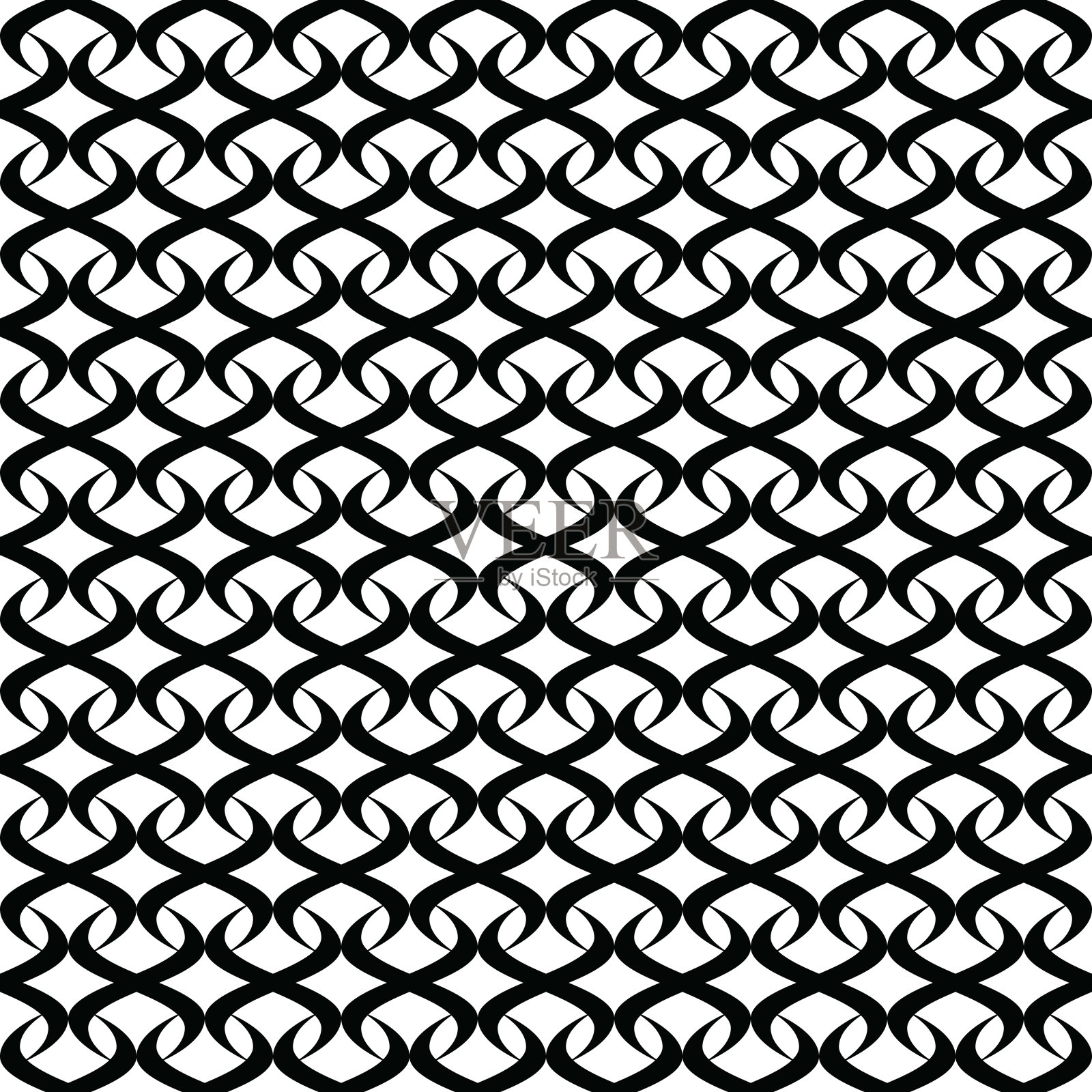 时尚的波浪纹理。抽象的曲线。向量无缝模式。黑白重复背景。样布。包装纸。连续打印。家居装饰，纺织品的设计元素插画图片素材