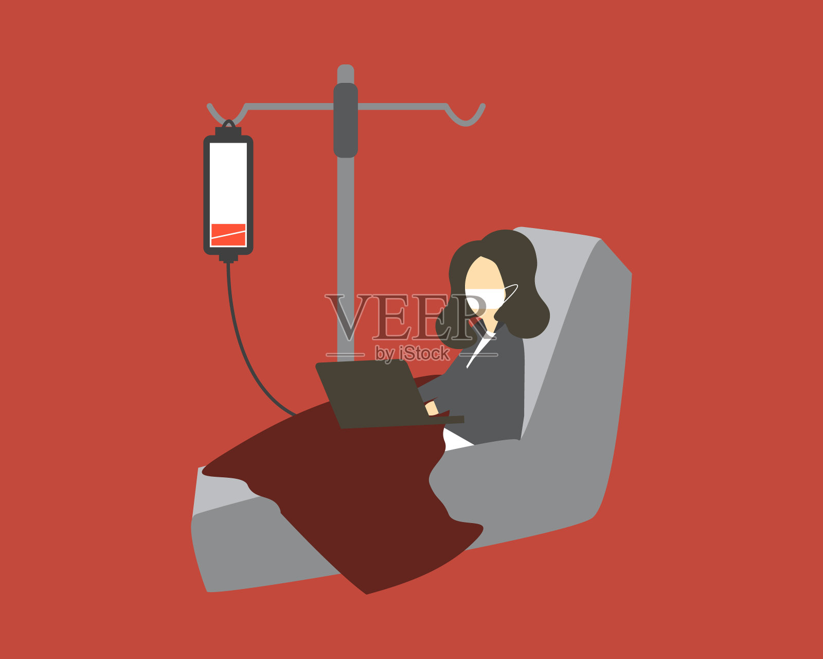 带病上班会导致工作效率低下插画图片素材