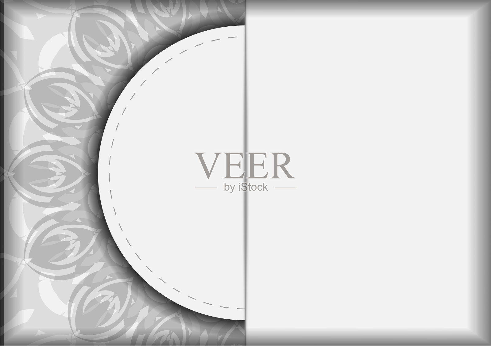 向量邀请卡与您的文本和黑色装饰的地方。明信片设计白色曼陀罗。插画图片素材