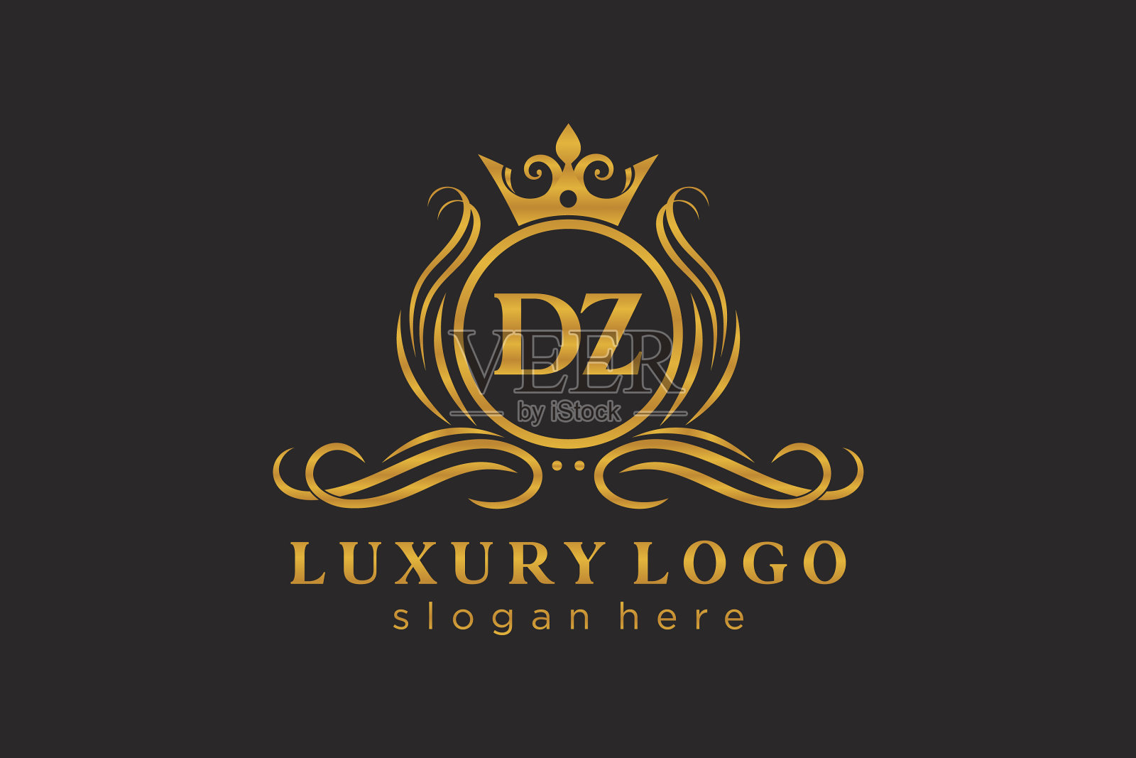 首字母dz皇家奢侈标志模板中插画图片素材