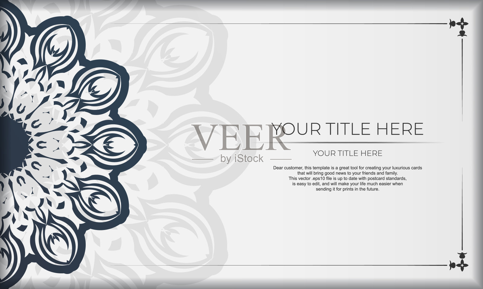 模板打印设计背景与复古图案。白色旗帜与曼陀罗装饰和地方为您的标志。插画图片素材