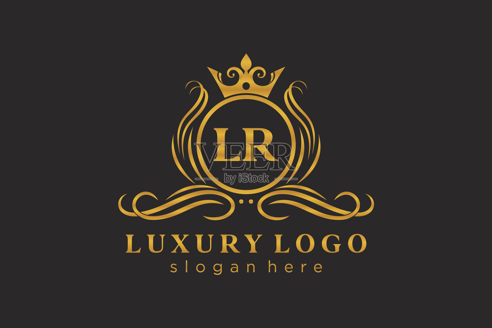 首字母lr皇家豪华标志模板插画图片素材