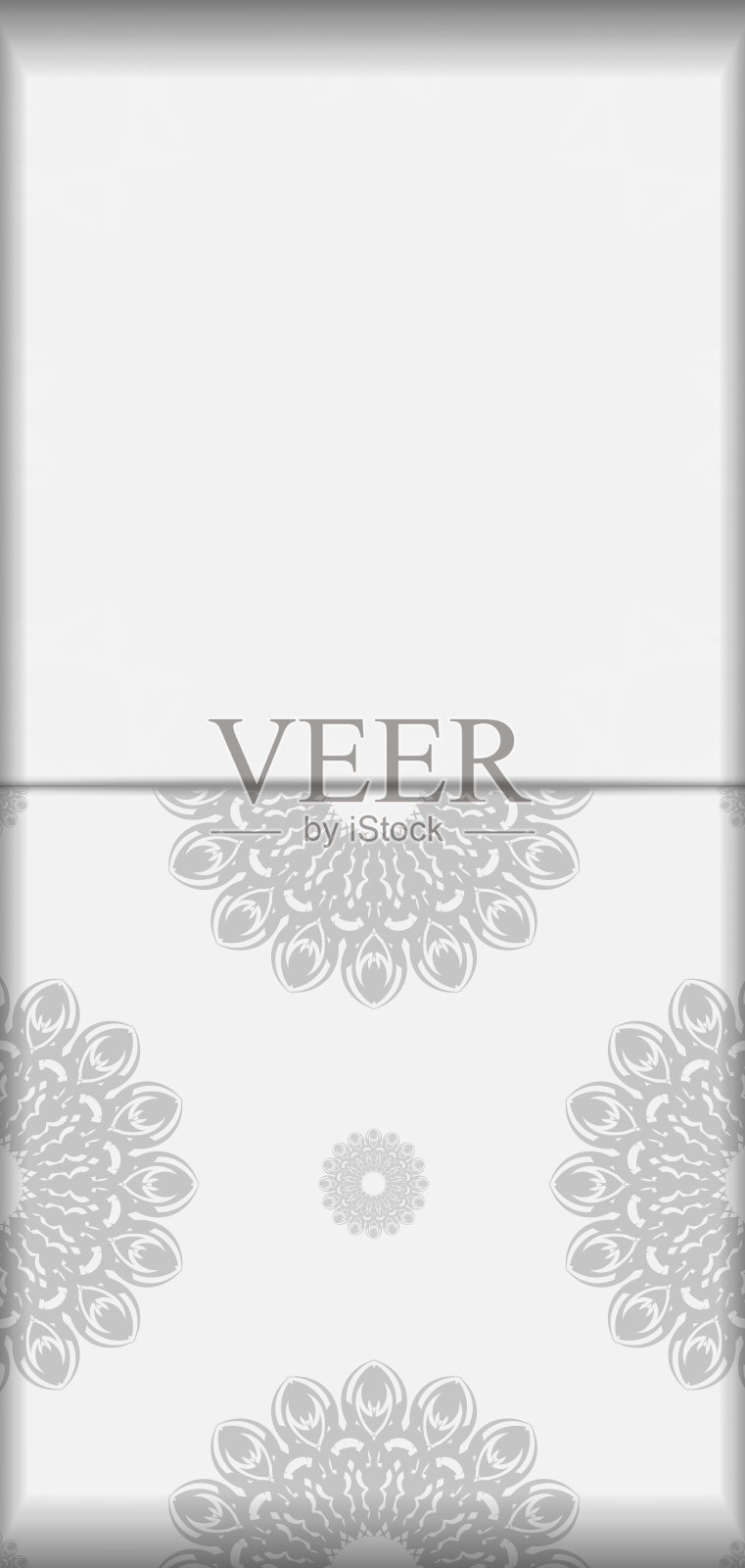 Vector准备您的邀请卡与您的文本和黑色图案的地方。印刷设计明信片的模板白色与曼荼罗。插画图片素材