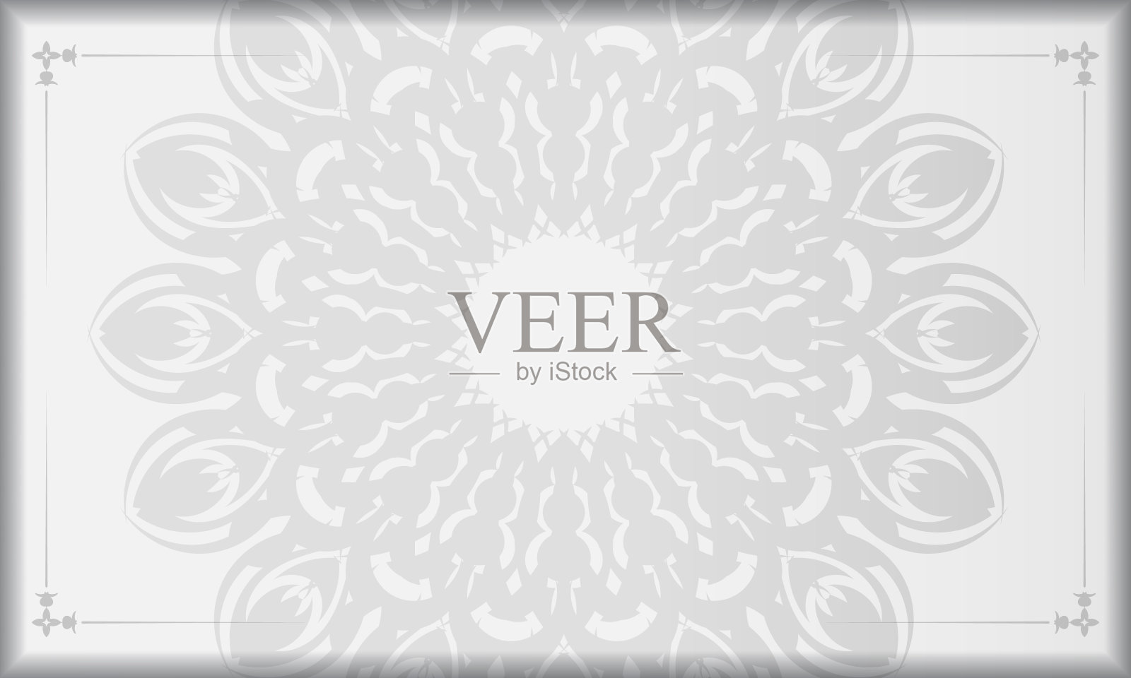 白色旗帜与曼陀罗装饰和地方为您的标志。可印刷的设计背景与黑色图案模板。插画图片素材