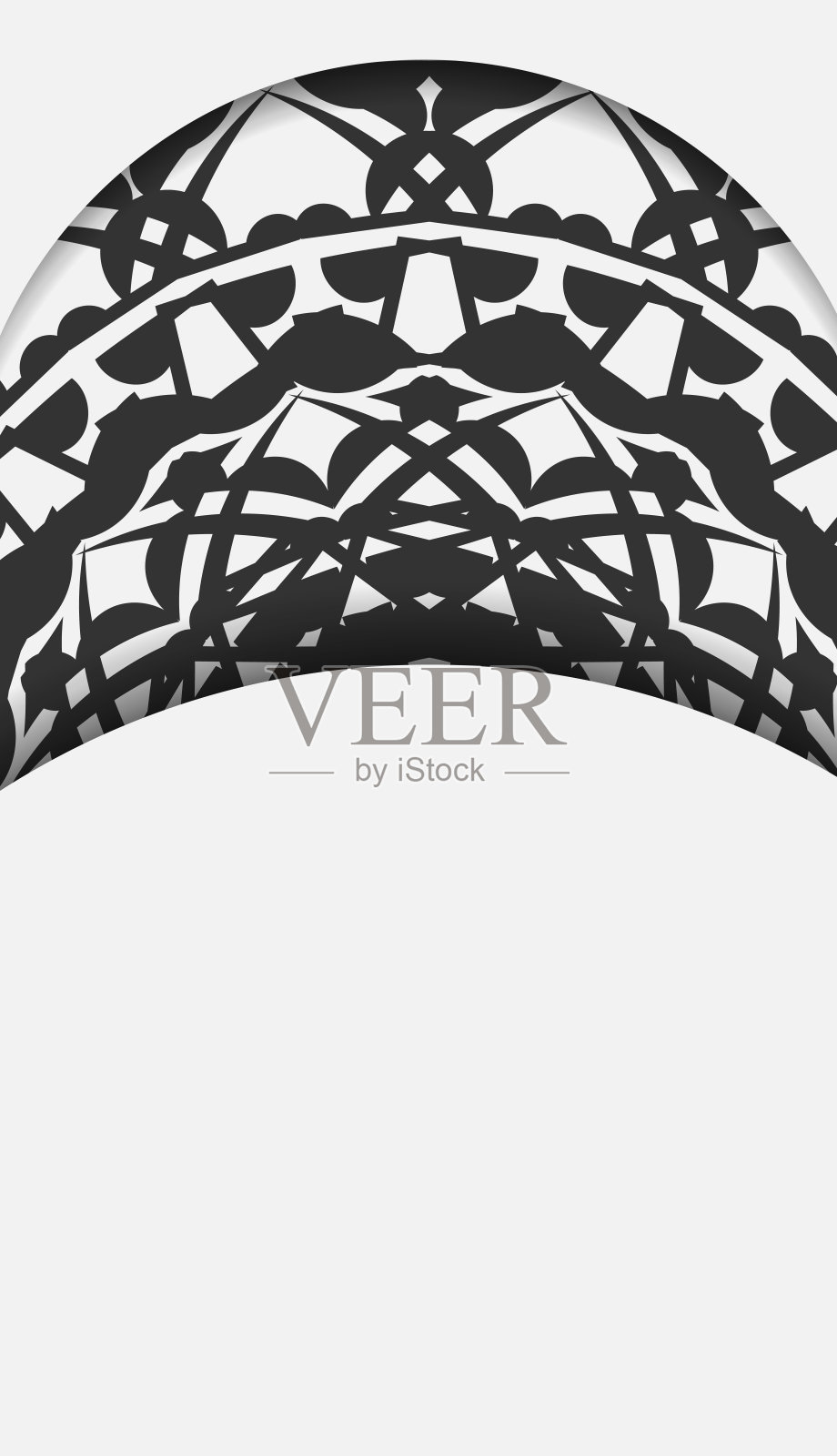 准备印刷明信片设计白色与黑色曼荼罗图案。邀请模板与您的文本和希腊装饰的地方。插画图片素材