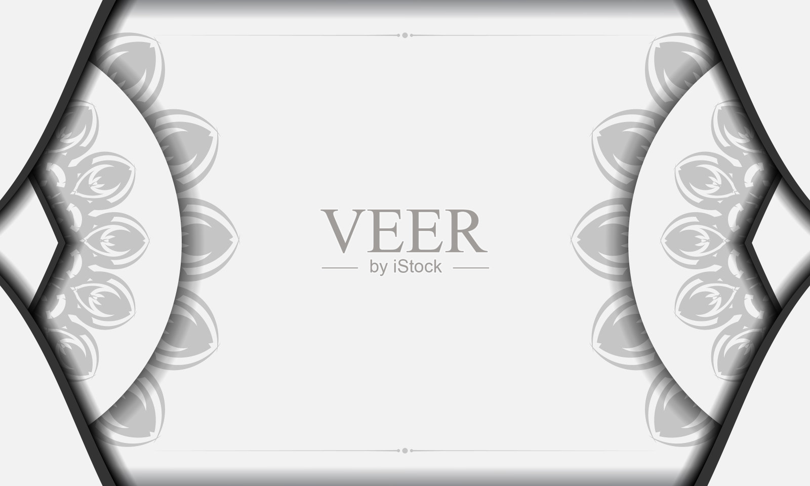 白色向量横幅与曼荼罗装饰和地方为您的文本和标志。可印刷的设计背景与黑色图案模板。插画图片素材