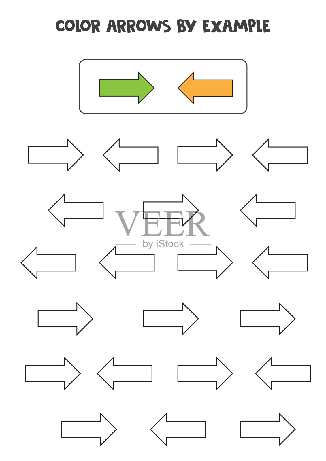 颜色箭头根据示例。儿童数学游戏。设计元素图片