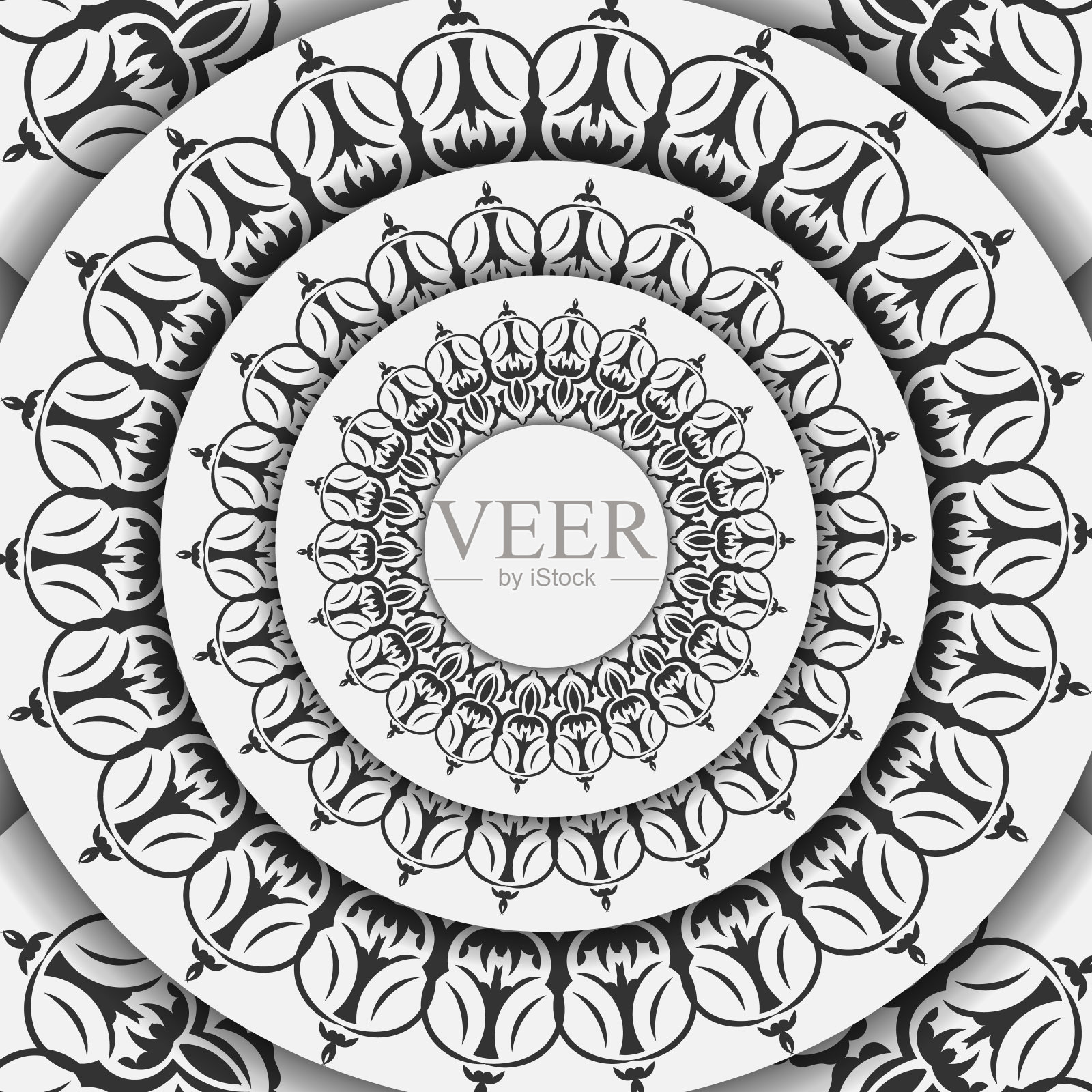 印刷设计明信片的模板与曼荼罗装饰的白色颜色。向量准备的邀请卡与地方为您的文本和复古模式。插画图片素材