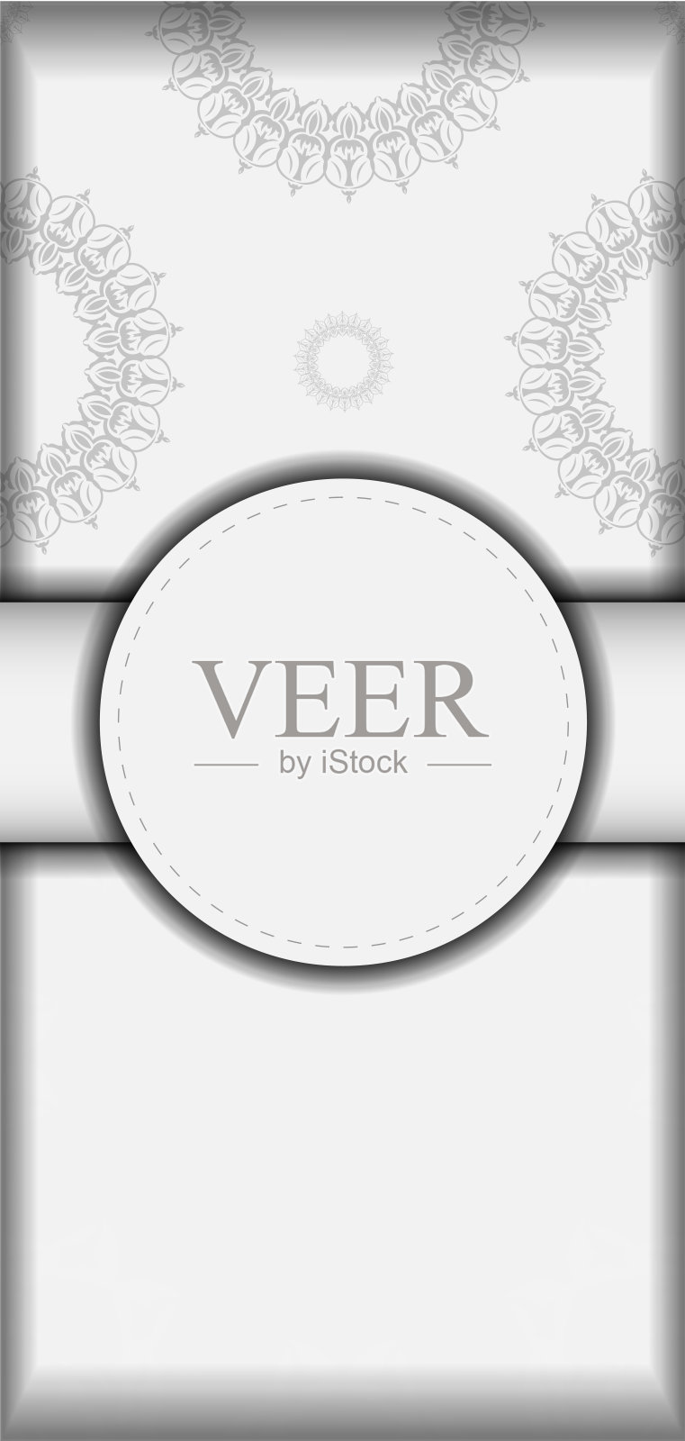 印刷设计明信片的模板白色与曼荼罗。矢量准备的邀请卡与地方为您的文本和复古装饰。插画图片素材