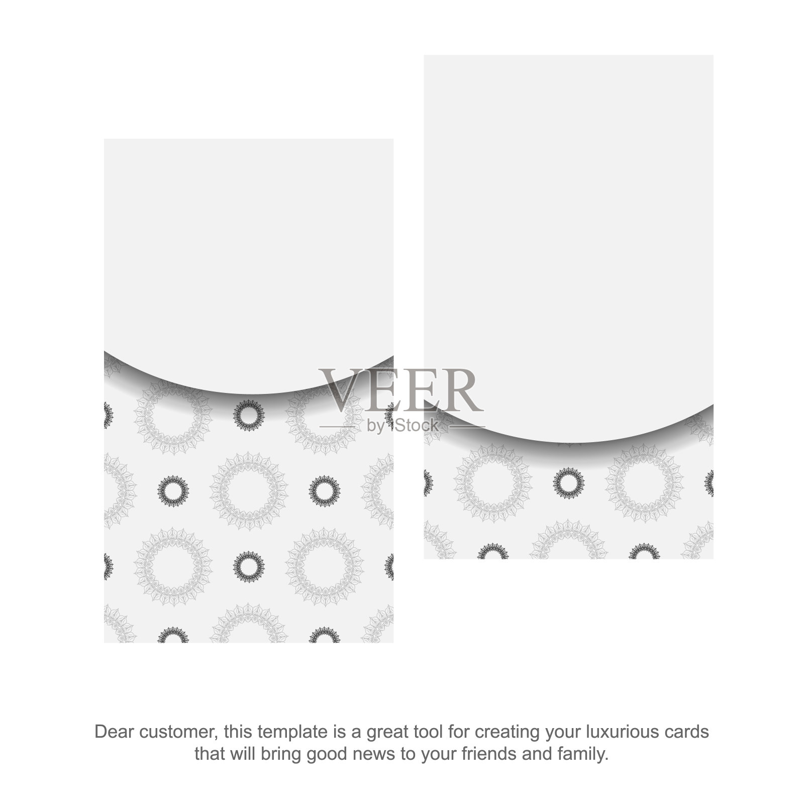 矢量模板印刷设计名片白色与黑色复古图案。希腊装饰的名片准备。设计模板素材
