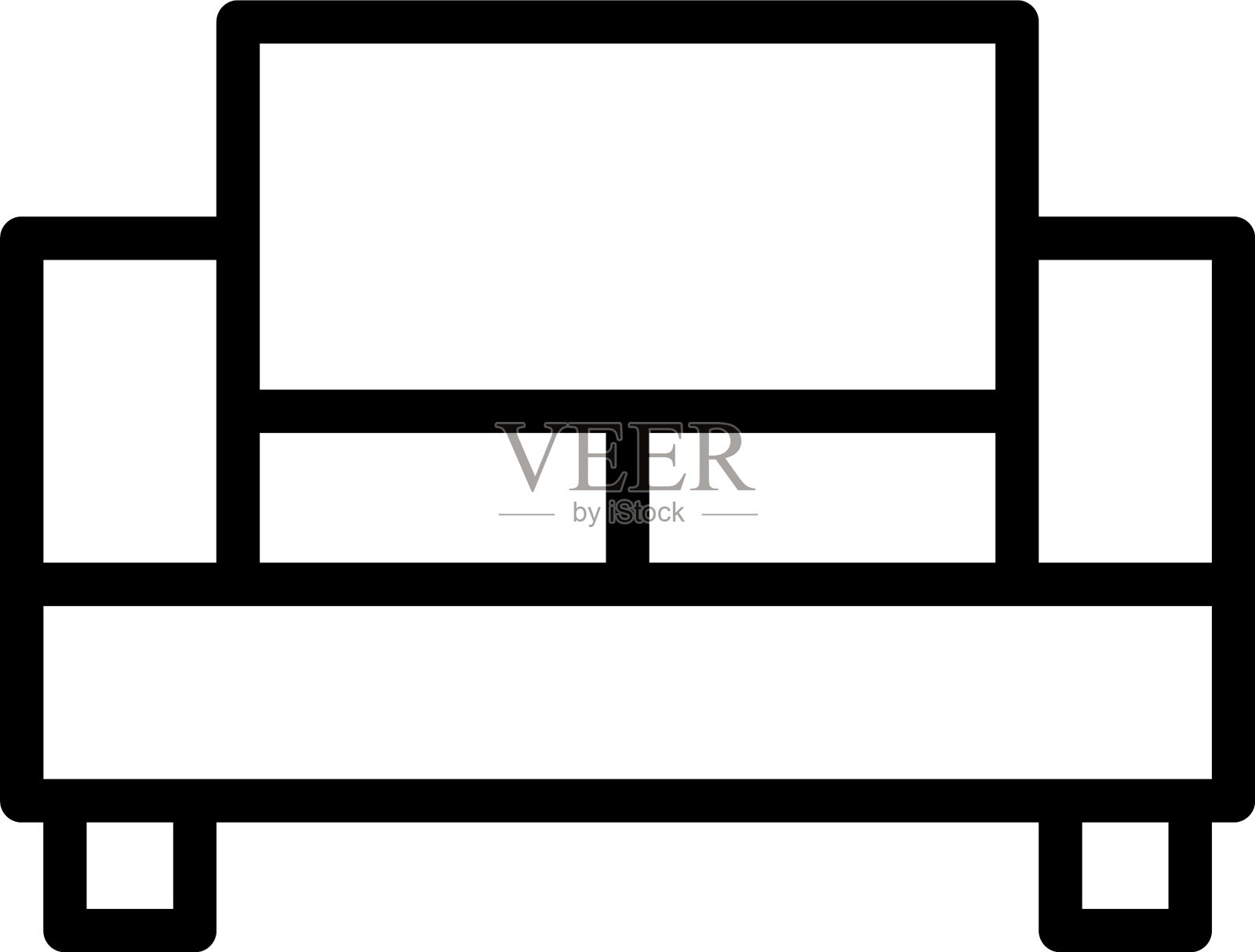 和标志沙发勾勒风格图标完美插画图片素材