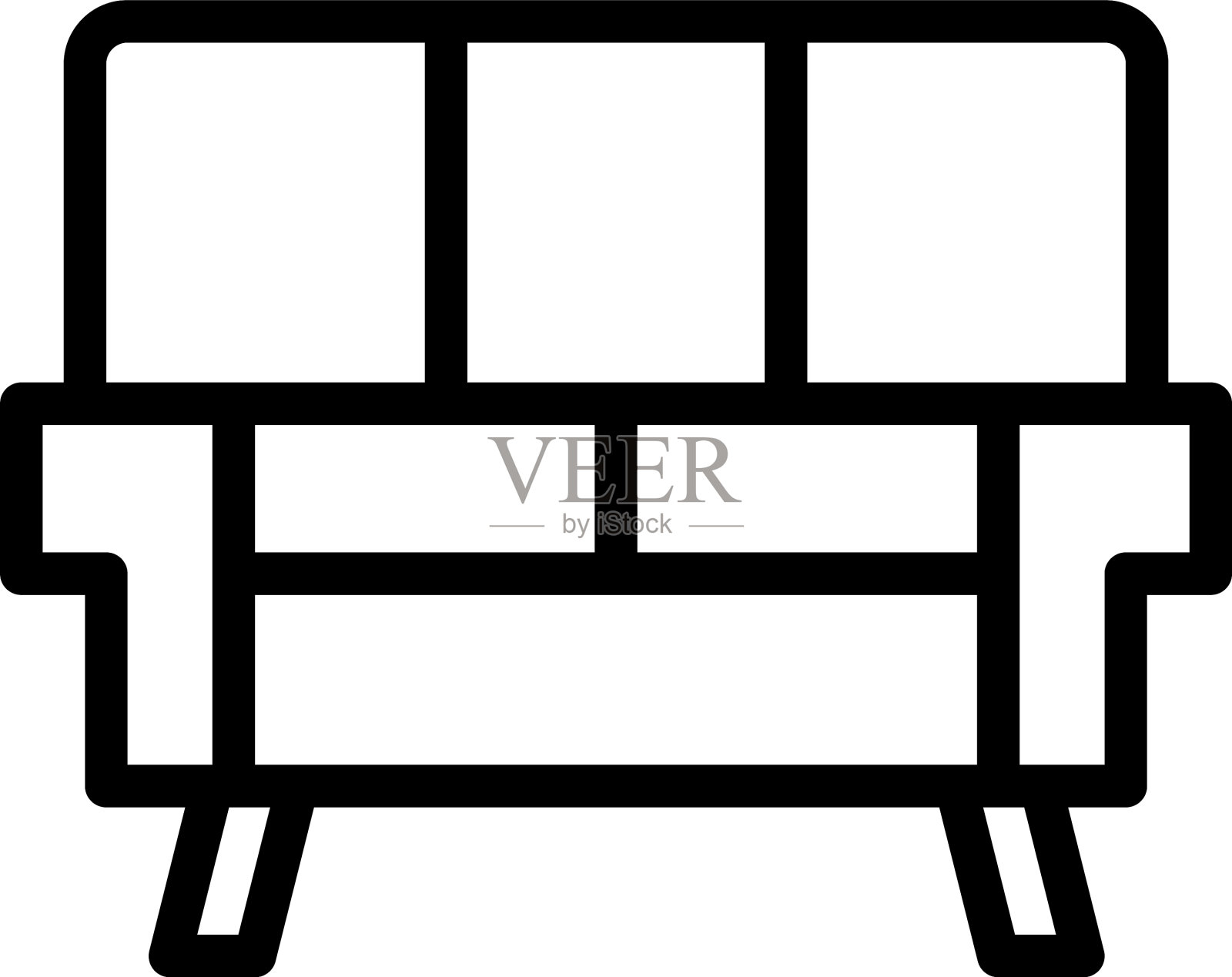 和标志沙发勾勒风格图标完美插画图片素材