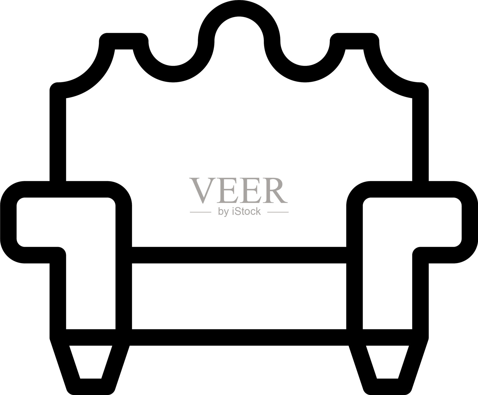 和标志沙发勾勒风格图标完美插画图片素材