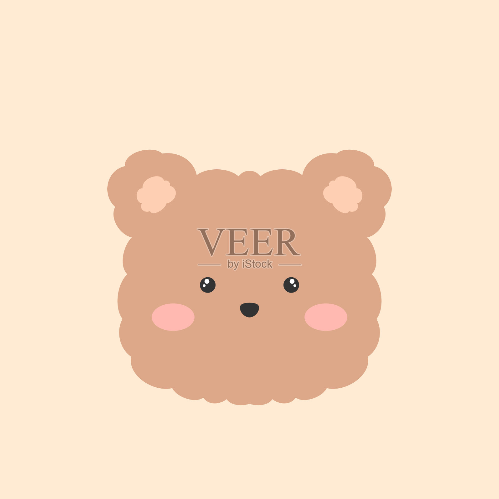 可爱的棕熊图标的孩子贴纸插画图片素材