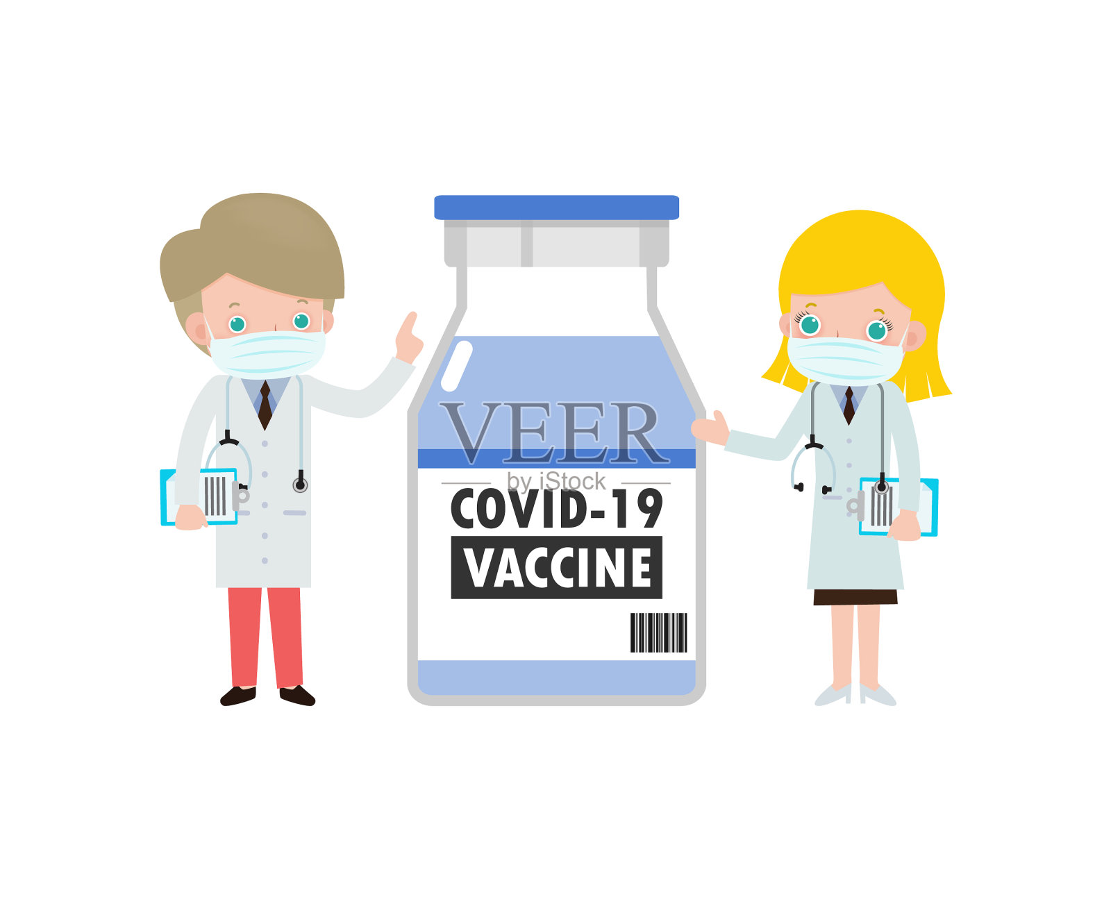 Covid - 19或冠状病毒Covid - 19疫苗插画图片素材