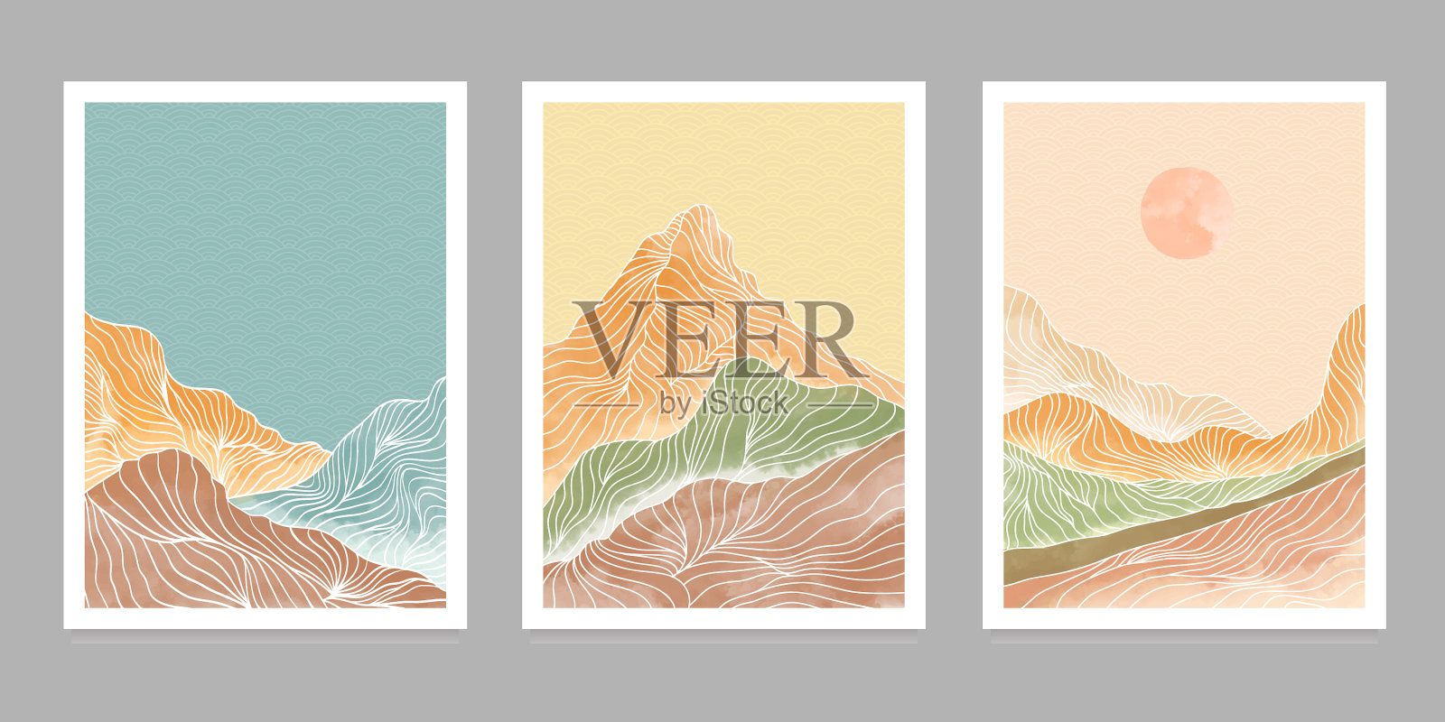 集创意极简现代线波插画图片素材