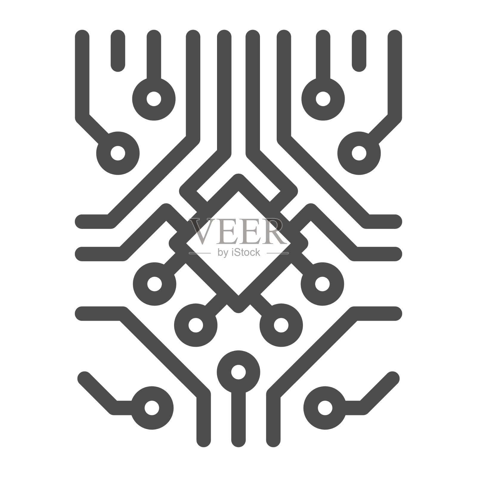 带有二极管和微芯片的模拟处理器电路插画图片素材