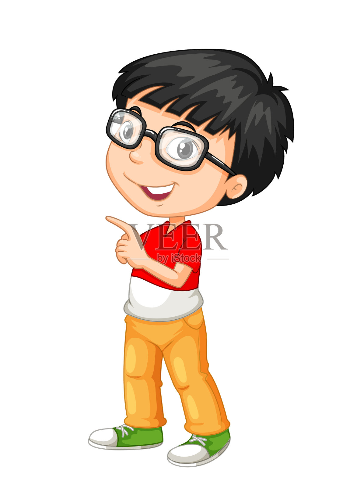 快乐和可爱的小男孩儿童角色平面矢量插图。插画图片素材