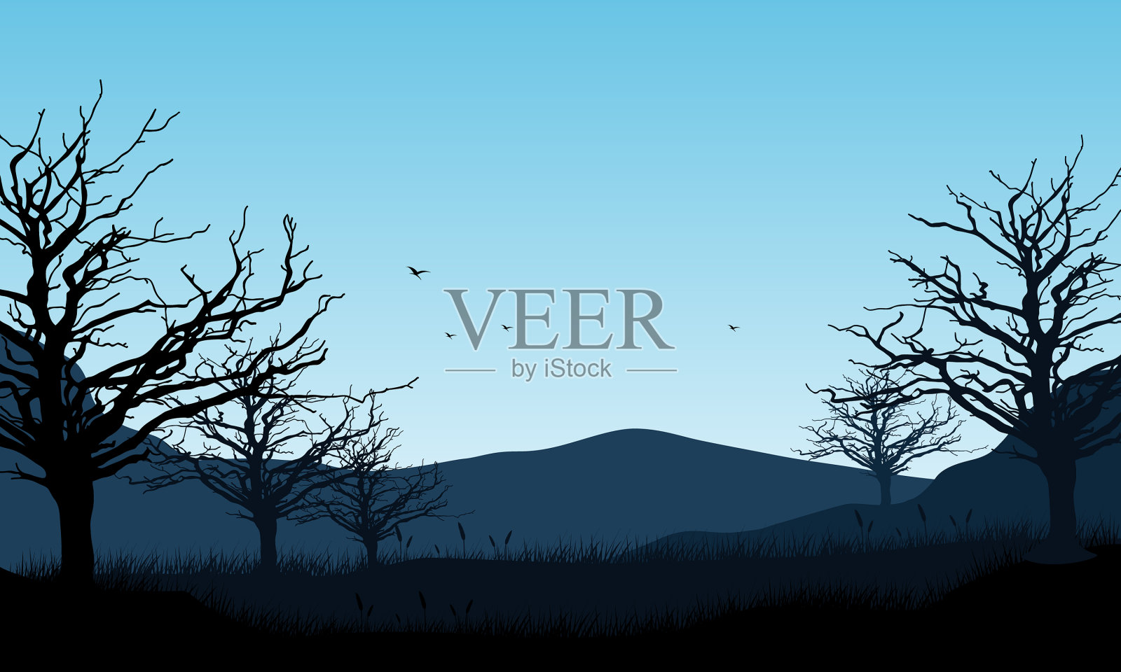 在早晨欣赏到令人惊叹的山景插画图片素材