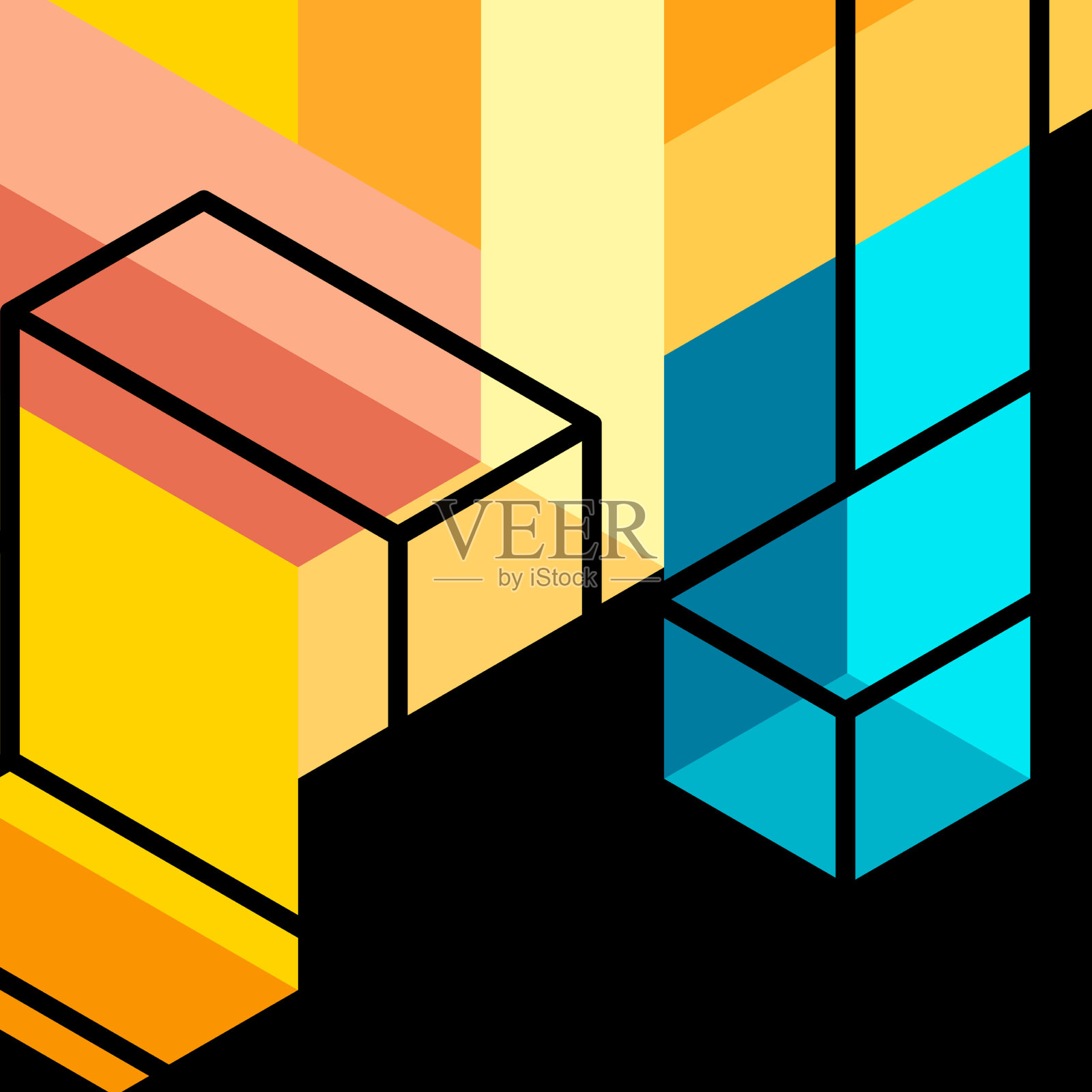 抽象背景三维立方体和立方体元素插画图片素材