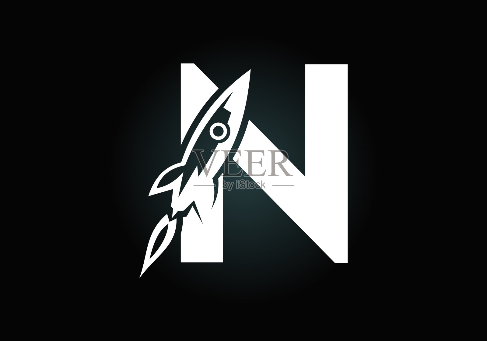 首字母组合字母字母表与火箭插画图片素材