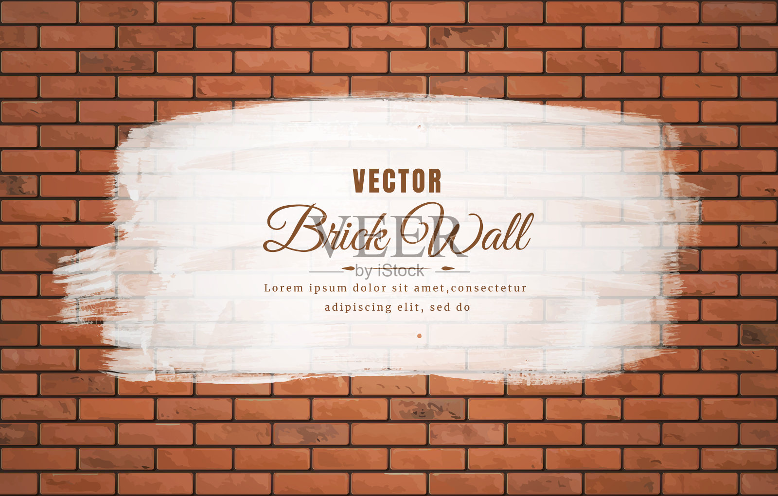 白色笔触在棕色砖墙花纹纹理背景上笔触插画图片素材