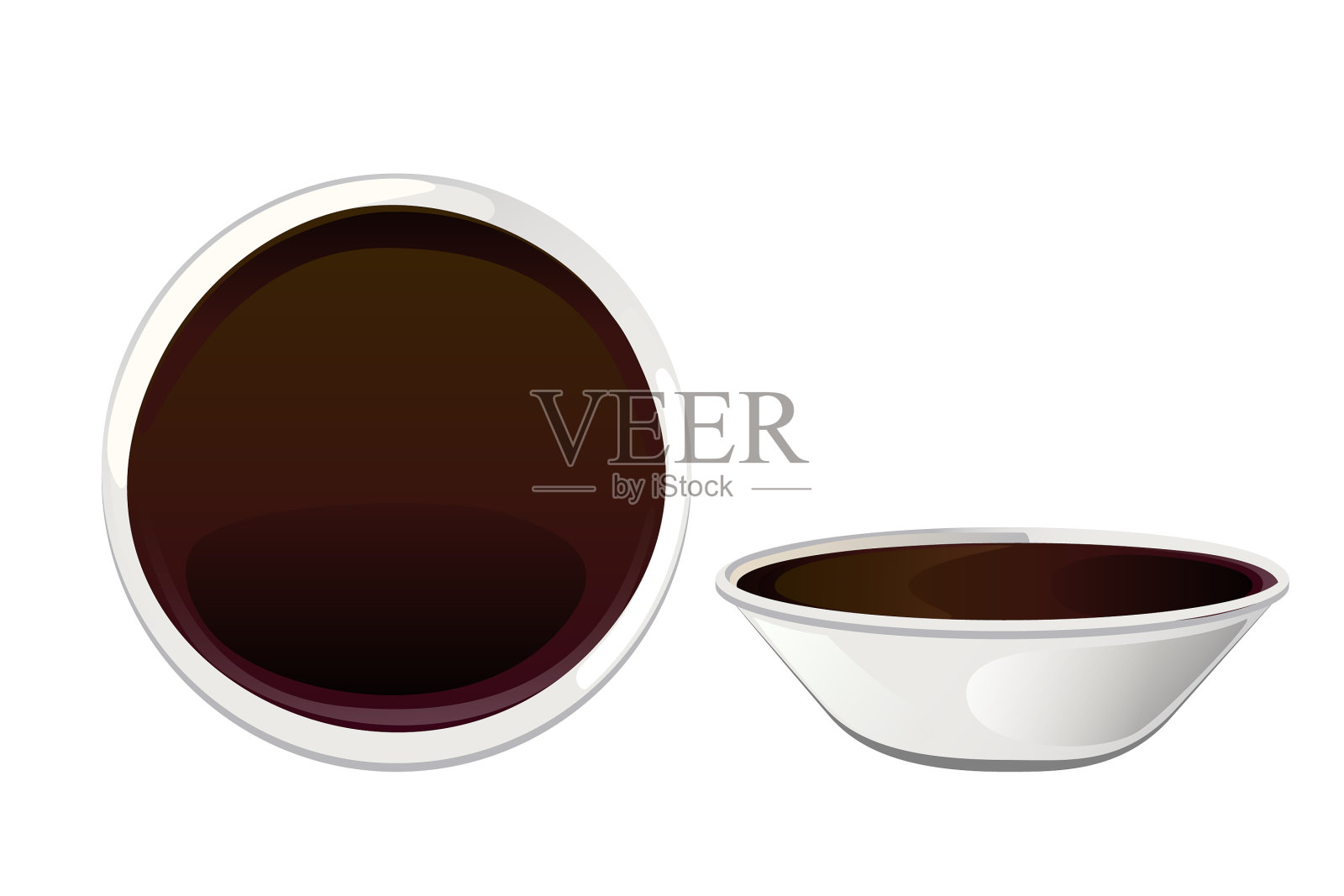 亚洲酱油寿司酱在碗里插画图片素材