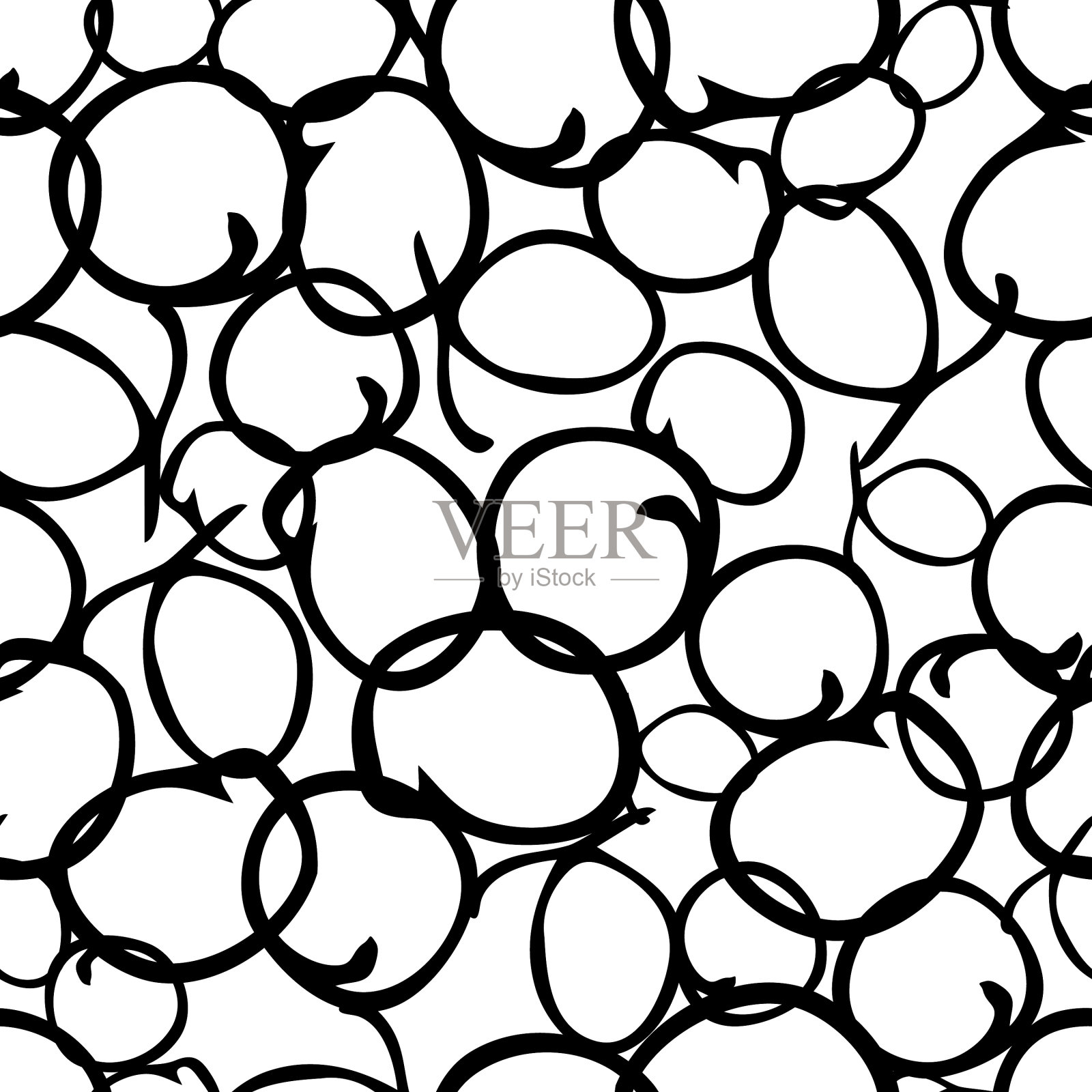 无缝模式与素描圆形形状插画图片素材