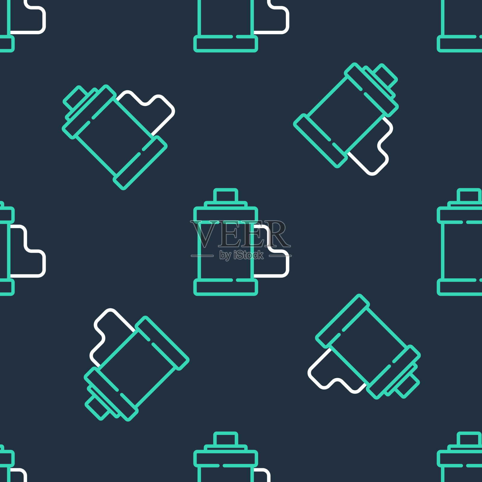 线相机老式胶卷卷墨盒图标插画图片素材