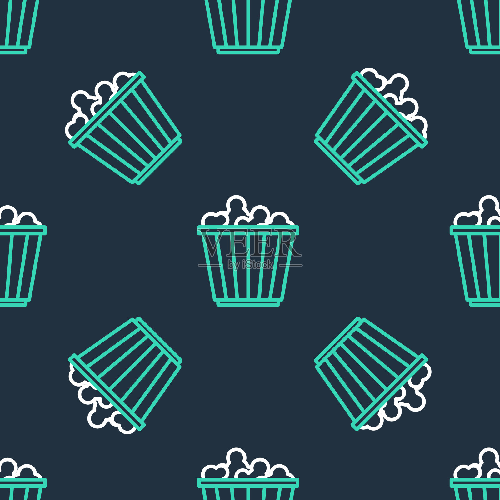 线爆米花在纸板箱图标孤立插画图片素材