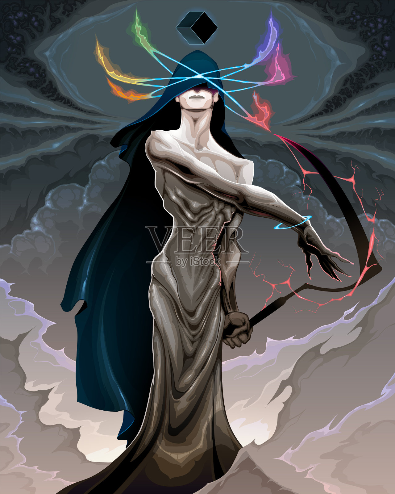 土星的神话形象插画图片素材