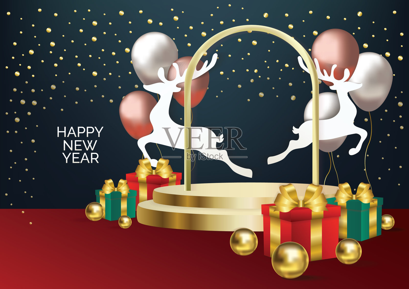 圣诞讲台艺术背景插画图片素材