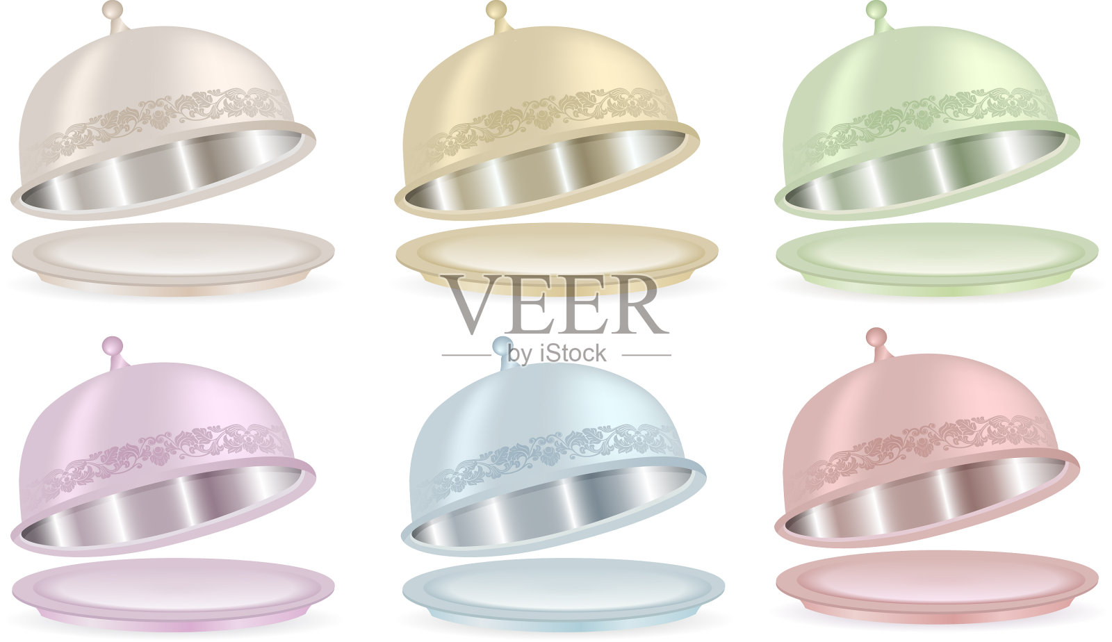 有颜色盖子的金属盘子插画图片素材