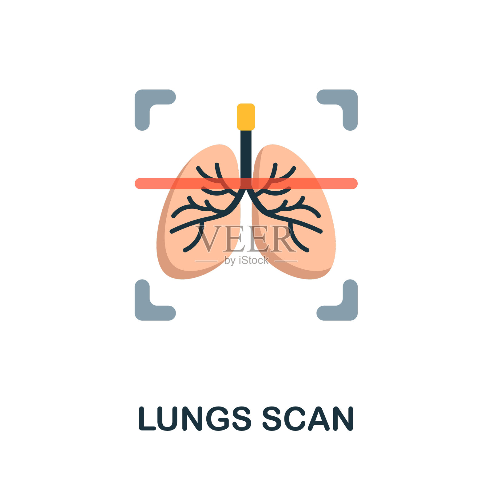 肺扫描平图标彩色标志由氧插画图片素材