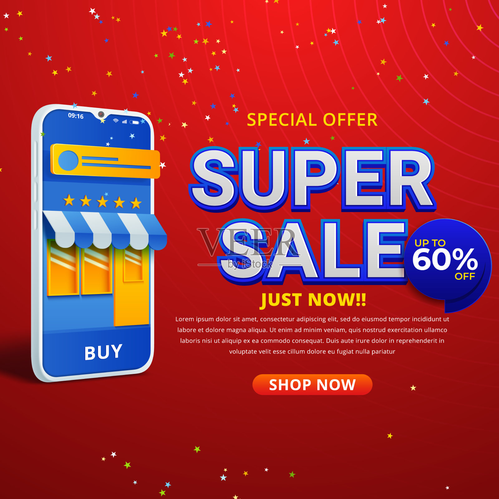 超级销售横幅模板设计插画图片素材