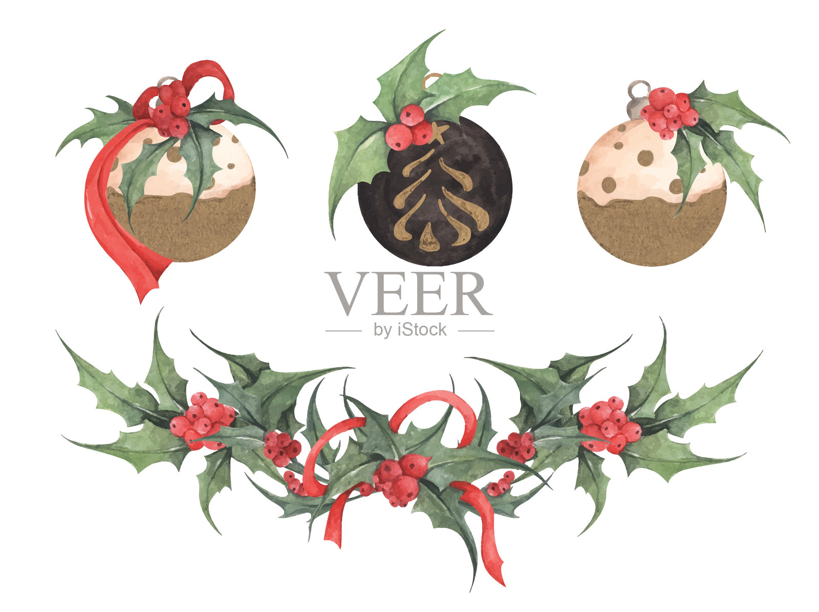 圣诞球集插画图片素材