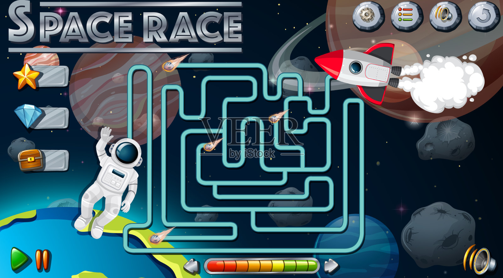迷宫游戏与空间主题模板插画图片素材