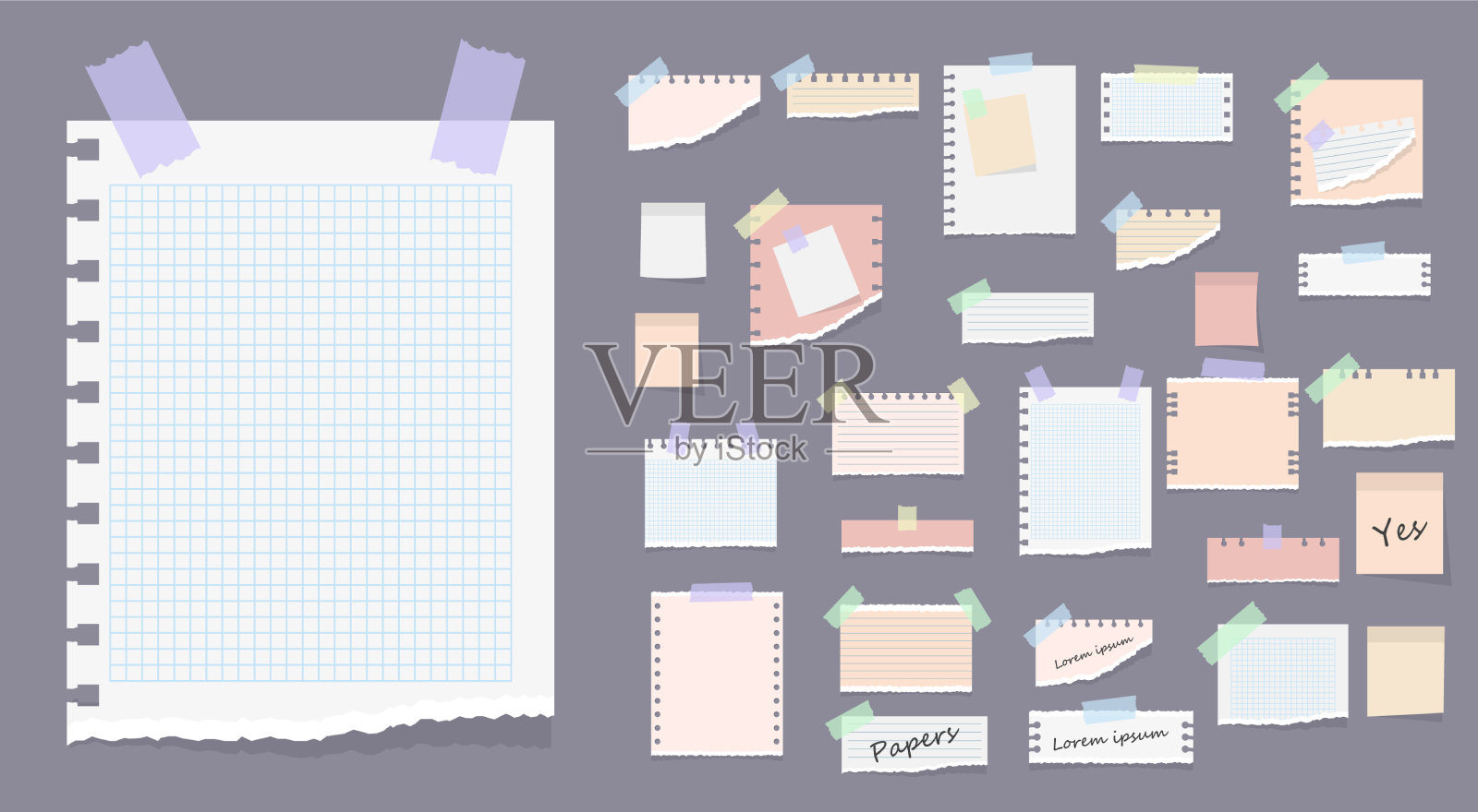 便利贴，便签，便条，撕掉的纸插画图片素材